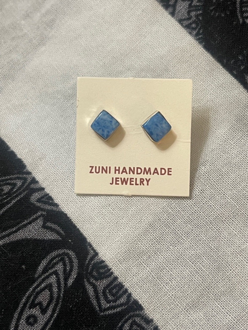 Blue Square Stud Earrings